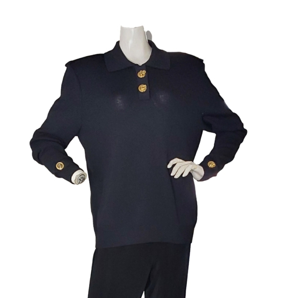 ST JOHN COLLECTION‎ BY MARIE GRAY WOMEN'S BLACK & GOLD SWEATER SIZE MEDIUM